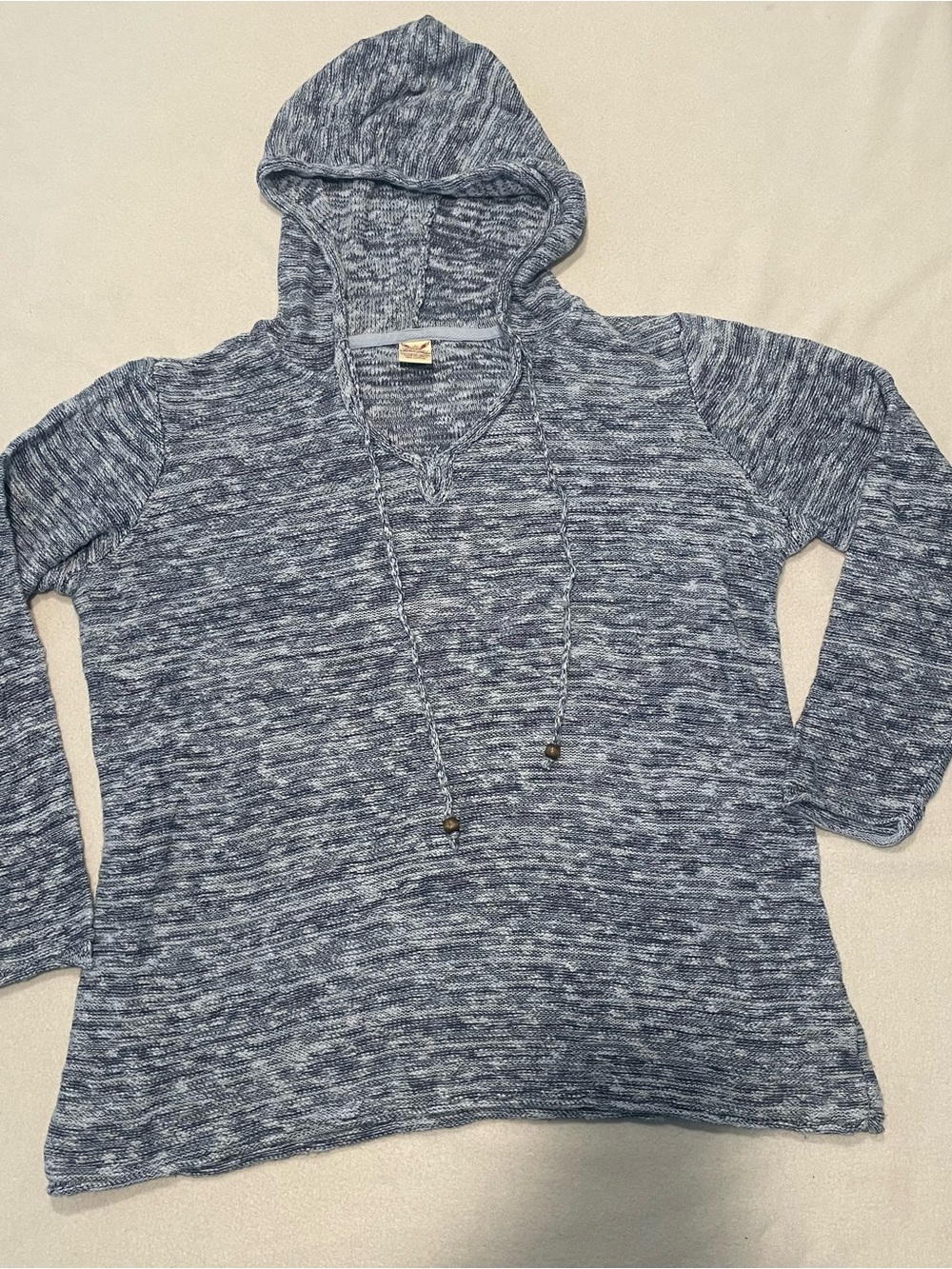 Faded Glory Blue Marled Hooded Pullover Sweater, 2X